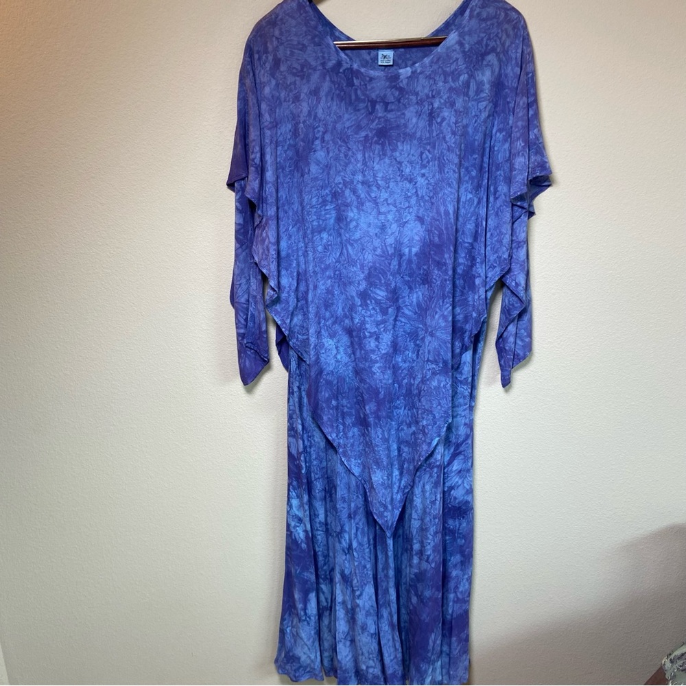 Moroccan Tie-Dye Maxi Dress with Long Sleeves